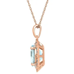 Aquamarine & 1/7 Ct. Tw. Diamond Pendant In 10K Rose Gold