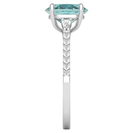 Aquamarine & 1/5 Ct. Tw. Diamond Ring In 14K White Gold