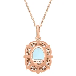 Aquamarine & 1/7 Ct. Tw. Diamond Pendant In 10K Rose Gold