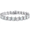 Aquamarine & Diamond Bracelet In Sterling Silver