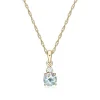 Aquamarine & Diamond Pendant In 10K Yellow Gold