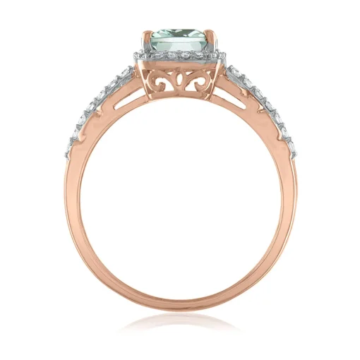 Aquamarine & Diamond Ring In 14K Rose Gold (1/4 Ct. Tw.)