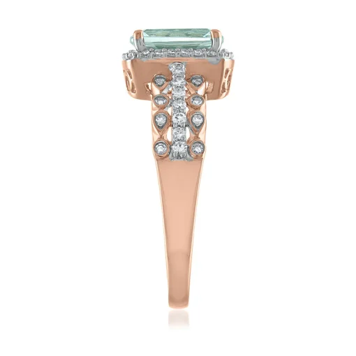 Aquamarine & Diamond Ring In 14K Rose Gold (1/4 Ct. Tw.)