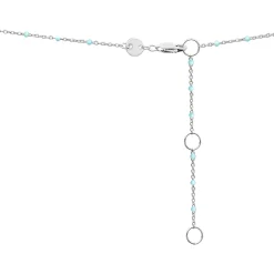 Aquamarine And Beaded Enamel Necklace In Sterling Silver