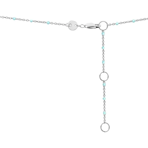 Aquamarine And Beaded Enamel Necklace In Sterling Silver