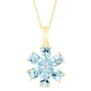 Aquamarine And Diamond Accent Flower Pendant In 10K Yellow Gold