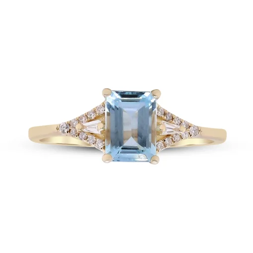 Aquamarine And Diamond Accent Ring In 10K Yellow Gold