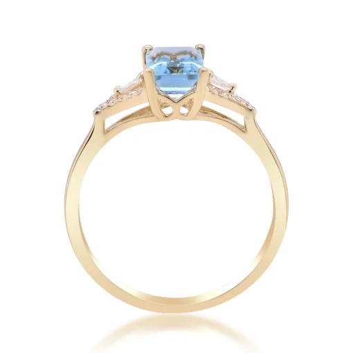 Aquamarine And Diamond Accent Ring In 10K Yellow Gold
