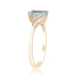 Aquamarine And Diamond Accent Ring In 10K Yellow Gold