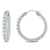Aquamarine Hoop Earrings In Sterling Silver