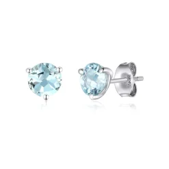 Aquamarine Stud Earrings In 10K White Gold