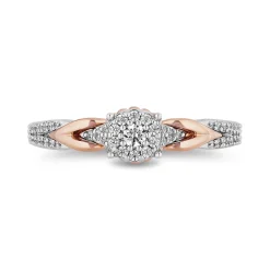 Ariel Diamond Cluster Promise Ring In Sterling Silver & 10K Rose Gold (1/4 Ct. Tw.)