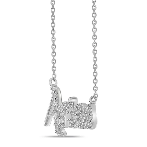 Aries Lab Created White Sapphire Necklace In Sterling Silver