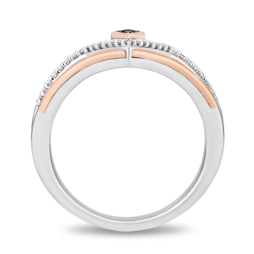Aurora Pink Sapphire And Diamond Ring In Sterling Silver And 10K Rose Gold (1/10 Ct. Tw.)