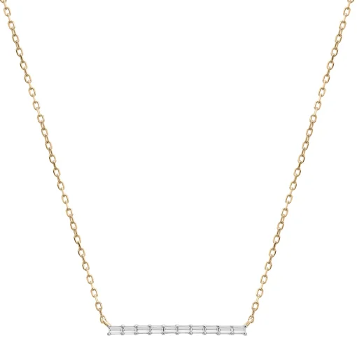Baguette Diamond Bar Necklace In 14K Yellow Gold (1/7 Ct. Tw.)