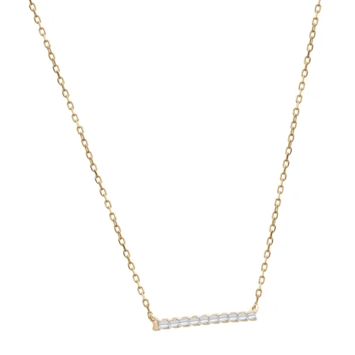 Baguette Diamond Bar Necklace In 14K Yellow Gold (1/7 Ct. Tw.)