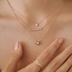 Baguette Diamond Bar Necklace In 14K Yellow Gold (1/7 Ct. Tw.)