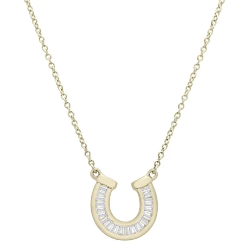 Baguette Diamond Horseshoe Pendant In 10K Yellow Gold (1/7 Ct. Tw.)