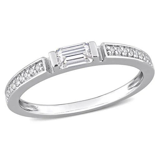 Baguette Moissanite Stacking Ring In Sterling Silver (3/8 Ct. Tw.)