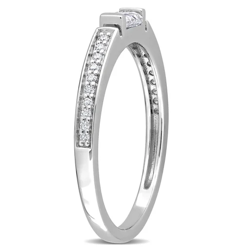 Baguette Moissanite Stacking Ring In Sterling Silver (3/8 Ct. Tw.)