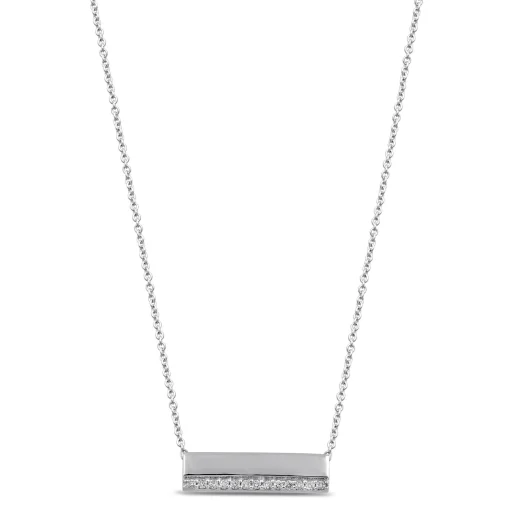 Bar Necklace In Sterling Silver (1/10 Ct. Tw.)