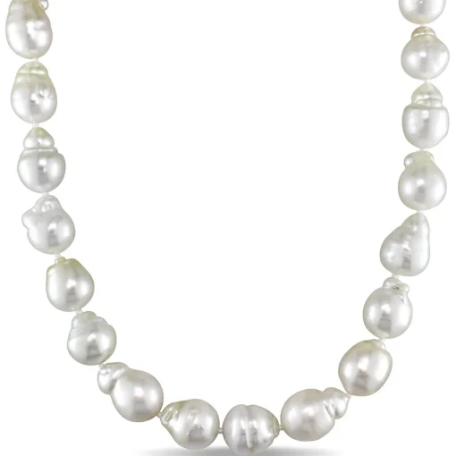 Baroque Pearl Necklace With South Sea Pearls In 14K Yellow Gold, 9-10Mm, 18"