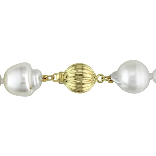 Baroque Pearl Necklace With South Sea Pearls In 14K Yellow Gold, 9-10Mm, 18"