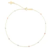 Beaded Anklet With Cross Charm In 14K Yellow Gold