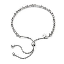 Beaded Bolo Bracelet In Sterling Silver