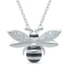 Bee Pendant With Diamond Accents In Sterling Silver