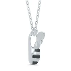 Bee Pendant With Diamond Accents In Sterling Silver