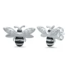 Bee Stud Earrings With Diamond Accents In Sterling Silver