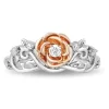 Belle Diamond Rose Ring In Sterling Silver & 10K Rose Gold (1/10 Ct. Tw.)