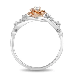 Belle Diamond Rose Ring In Sterling Silver & 10K Rose Gold (1/10 Ct. Tw.)