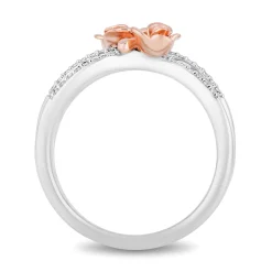 Belle Enchanted Rose Multi-Row Diamond Bypass Ring In Sterling Silver & 10K Rose Gold (1/5 Ct. Tw.)
