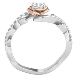 Belle Rose Diamond Promise Ring In 14K White & Rose Gold (1/4 Ct. Tw.)