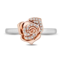 Belle Rose Ring In Sterling Silver And 10K Rose Gold (1/10 Ct. Tw.)