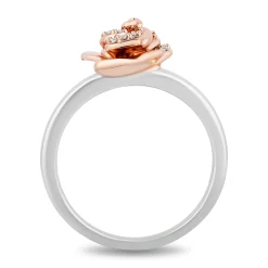 Belle Rose Ring In Sterling Silver And 10K Rose Gold (1/10 Ct. Tw.)