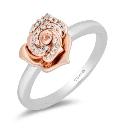 Belle Rose Ring In Sterling Silver And 10K Rose Gold (1/10 Ct. Tw.)