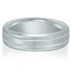 Bevel Edge Matte Finish Band In Platinum, 7Mm