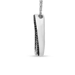 Black & White Diamond Circle Twist Pendant In Sterling Silver (1/5 Ct. Tw.)
