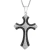 Black & White Diamond Cross Pendant In Sterling Silver (1/10 Ct. Tw.)