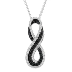 Black & White Diamond Infinity Pendant In Sterling Silver (1/3 Ct. Tw.)