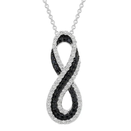 Black & White Diamond Infinity Pendant In Sterling Silver (1/3 Ct. Tw.)