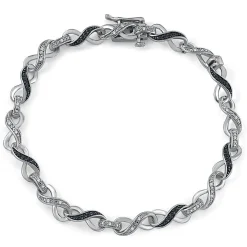 Black & White Diamond Infinity Bracelet In Sterling Silver (1/3 Ct. Tw.)