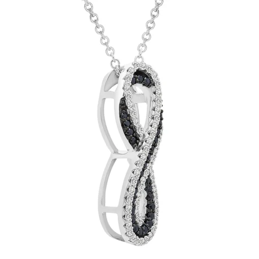 Black & White Diamond Infinity Pendant In Sterling Silver (1/3 Ct. Tw.)