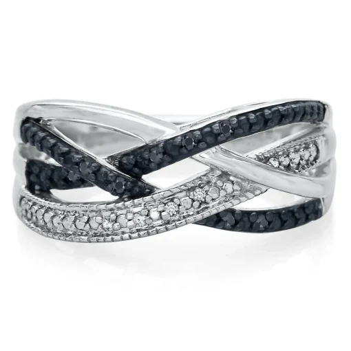 Black & White Diamond Ring In Sterling Silver