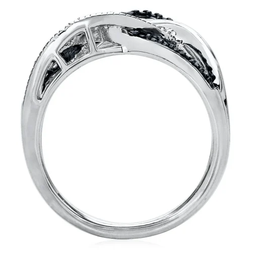 Black & White Diamond Ring In Sterling Silver