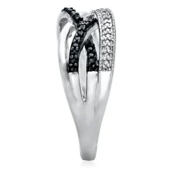 Black & White Diamond Ring In Sterling Silver