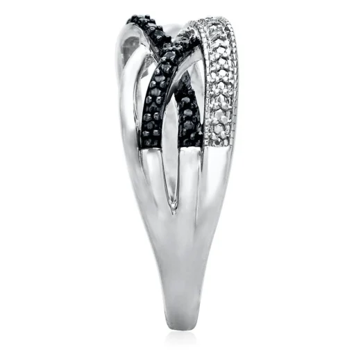 Black & White Diamond Ring In Sterling Silver
